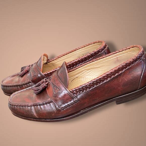Men's 13D ALLEN EDMONDS Maxfield Dark Chili Leather Tassel Loafers With Box EUC - Picture 4 of 11
